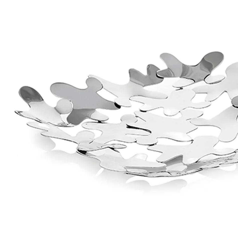 Centro de Mesa Cuadrado Diseño Contemporáneo Decorado Metal Plateado - Cordoba Viadurini