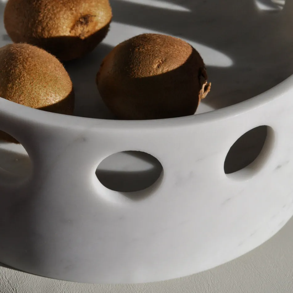 Centro de mesa/bandeja de bolsillo de mármol satinado Made in Italy - Hinata Viadurini