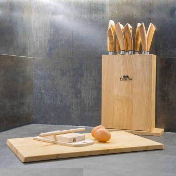 Bloque Magnético de Madera con 9 Cuchillos de Cocina Made in Italy - Bloque