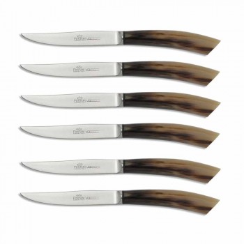 Bloque de madera de olivo con 6 cuchillos para carne Made in Italy - Bloque