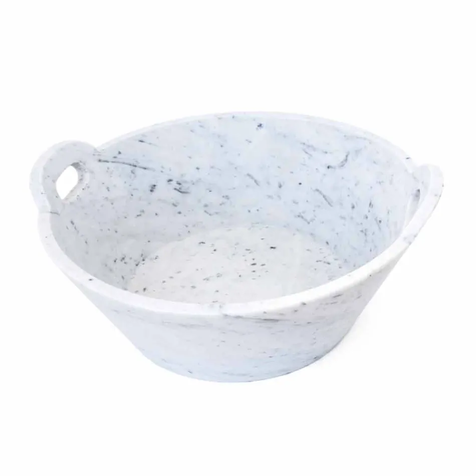 Cesta en mármol blanco de Carrara de diseño de lujo italiano - Tinozzo Viadurini
