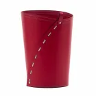 Papelera de cuero para despacho Servus, hecha a mano en Italia. Viadurini