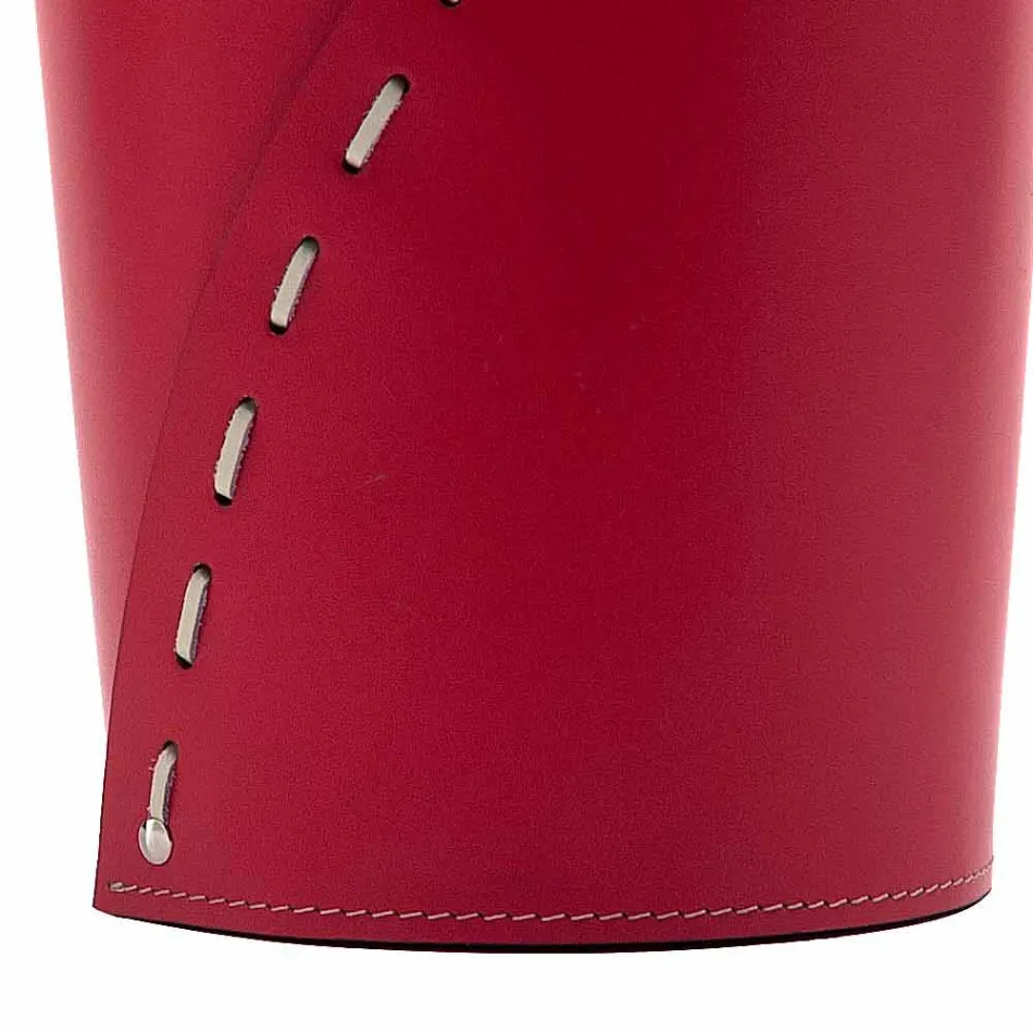 Papelera de cuero para despacho Servus, hecha a mano en Italia. Viadurini