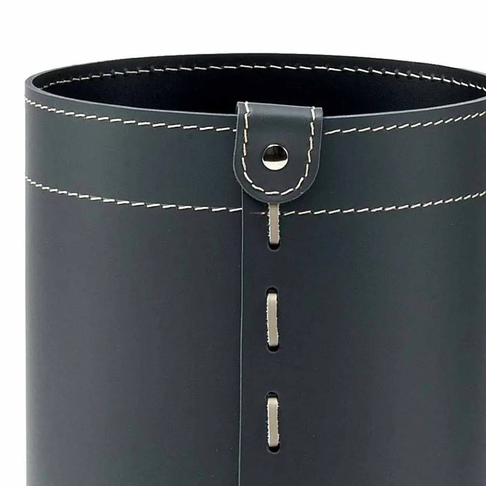 Cesto de papel de desecho en cuero regenerado artesanal Battista. Viadurini