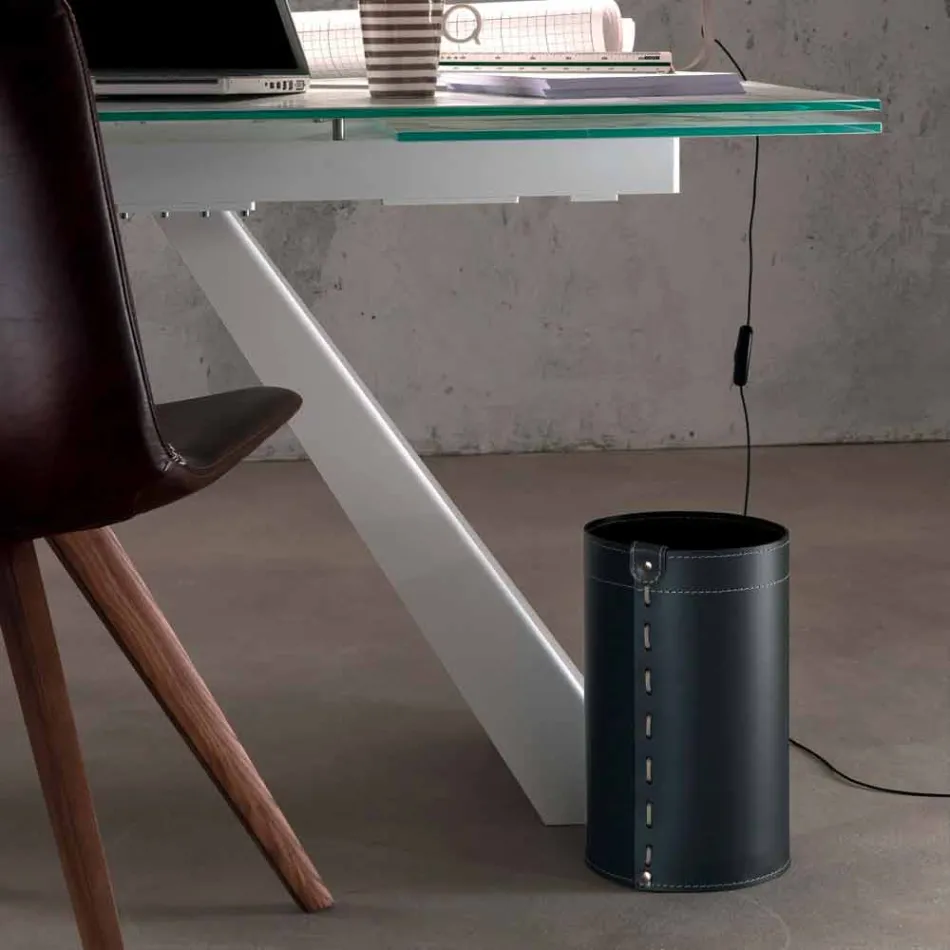 Cesto de papel de desecho en cuero regenerado artesanal Battista. Viadurini