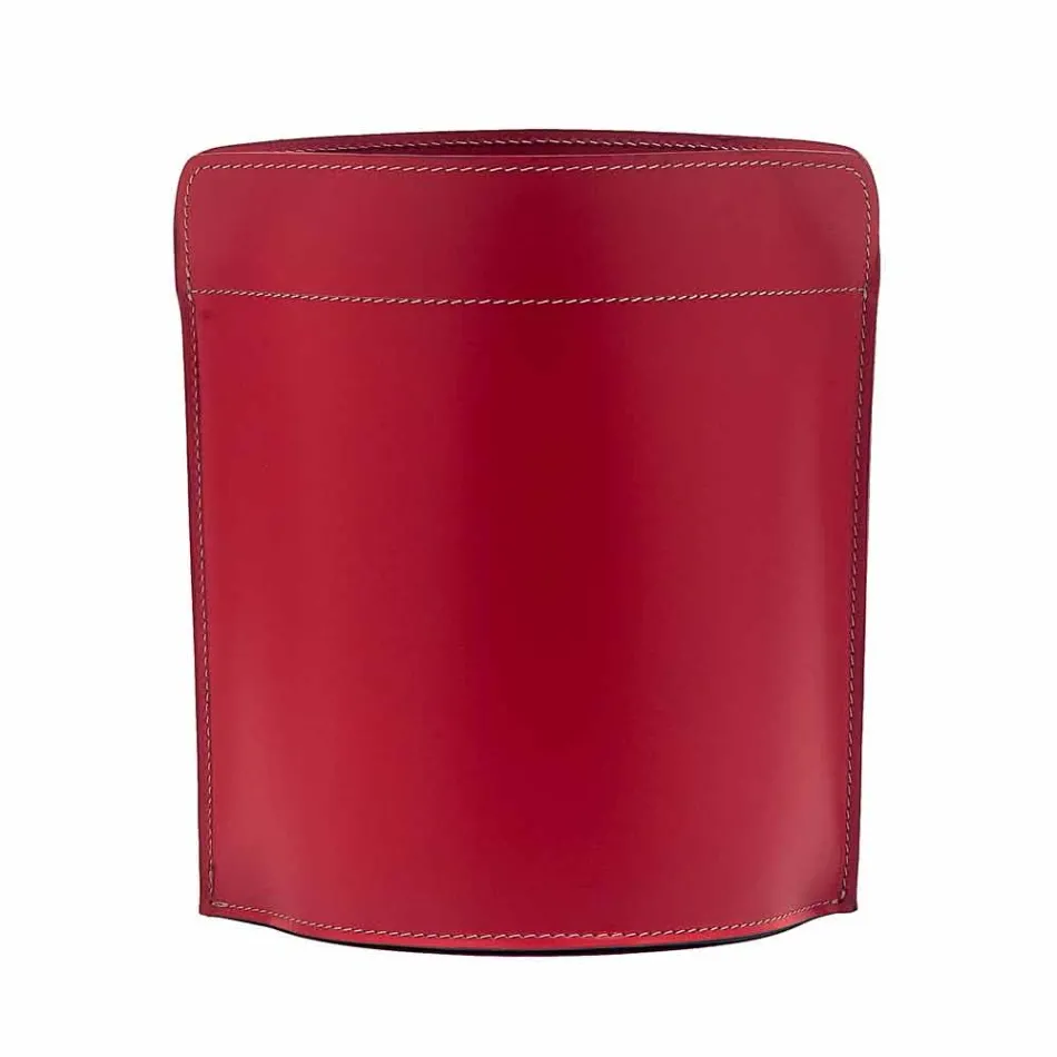 Cesto de residuos de papel hecho en Italia en cuero regenerado Canistro. Viadurini