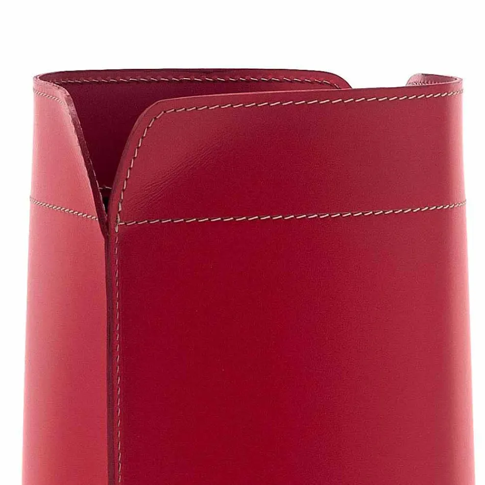 Cesto de residuos de papel hecho en Italia en cuero regenerado Canistro. Viadurini