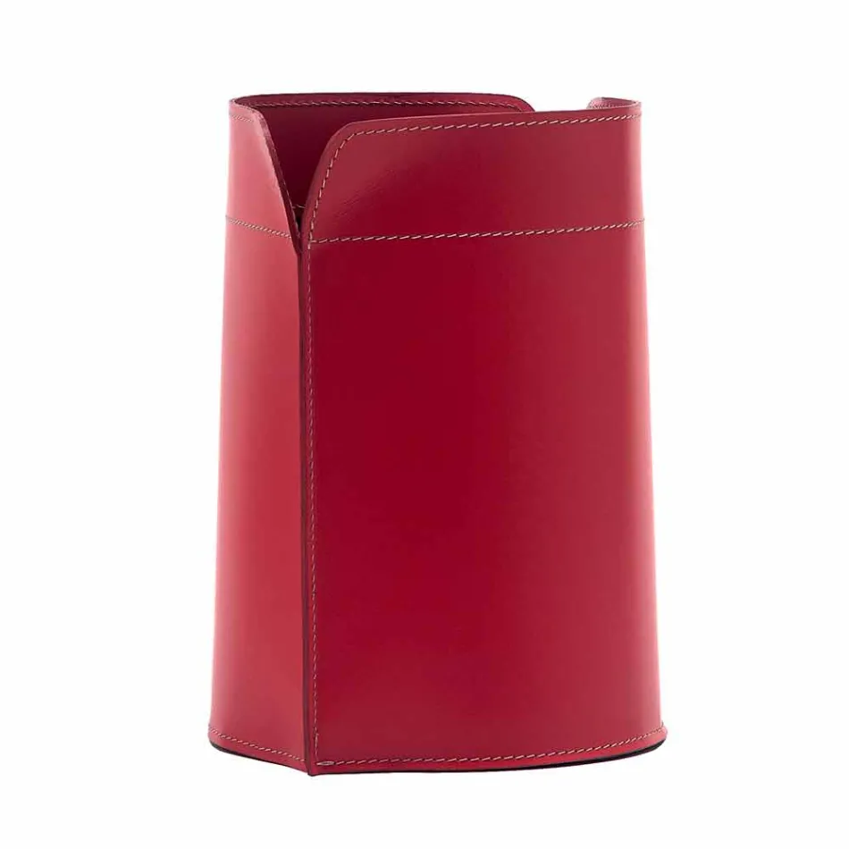 Cesto de residuos de papel hecho en Italia en cuero regenerado Canistro. Viadurini