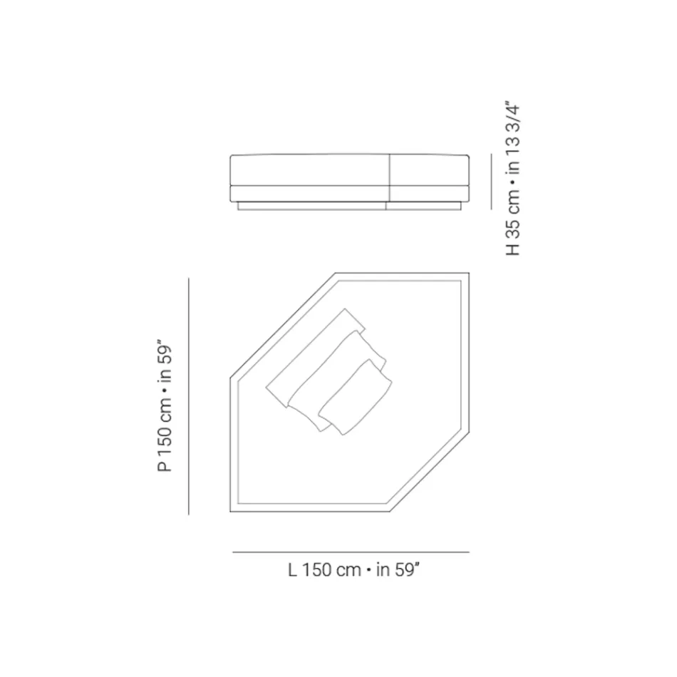Tumbona de jardín de esquina en tela Made in Italy - Rubik Viadurini