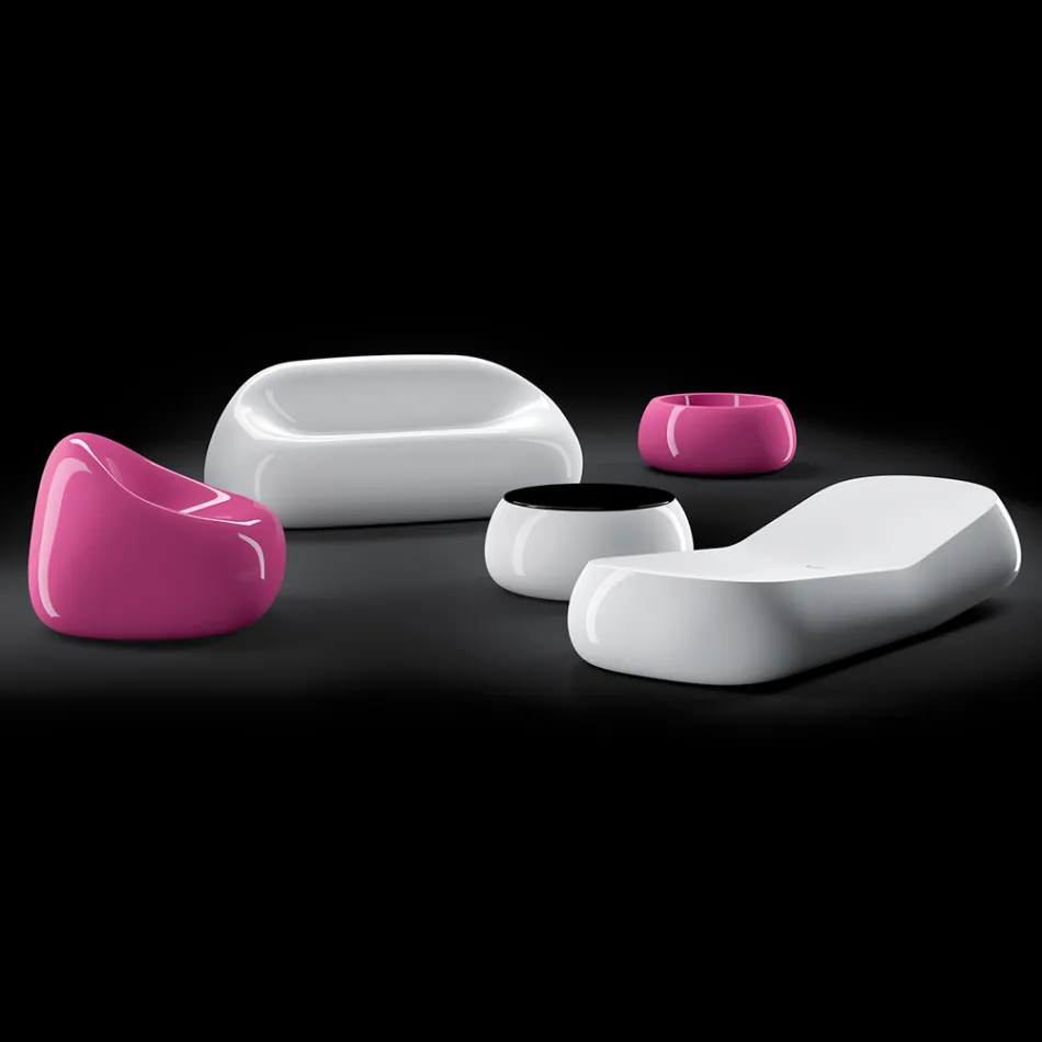 Chaise Longue de exterior de diseño en polietileno blanco Made in Italy - Ervin Viadurini