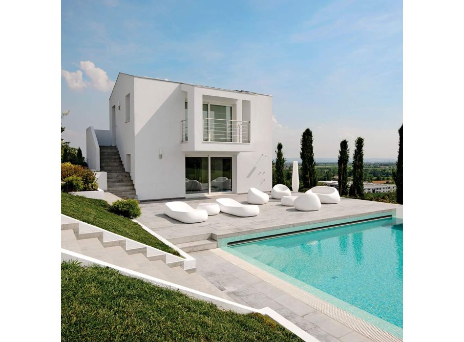 Chaise Longue de exterior de diseño en polietileno blanco Made in Italy - Ervin Viadurini