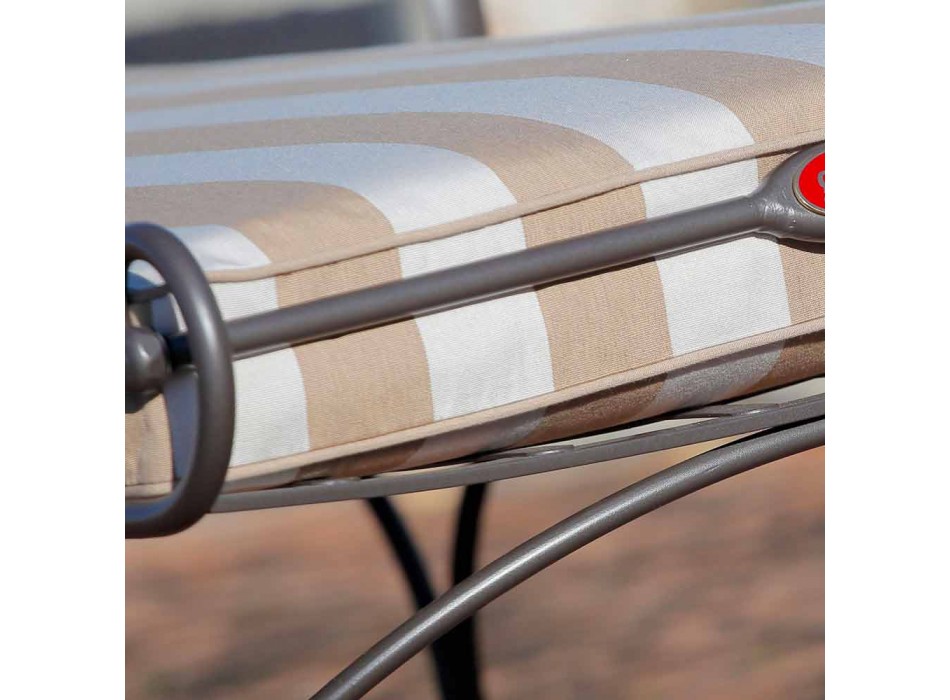 Chaise Longue para exterior en hierro y tela hecha a mano Made in Italy - Relax Viadurini