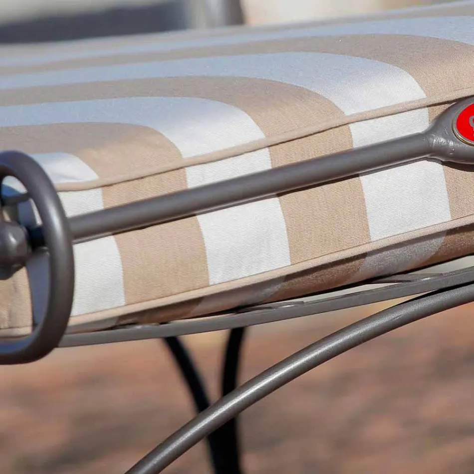 Chaise Longue para exterior en hierro y tela hecha a mano Made in Italy - Relax Viadurini