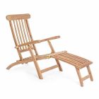 Chaise Longue de exterior en madera de teca con respaldo reclinable - Simonia Viadurini