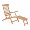 Chaise Longue de exterior en madera de teca con respaldo reclinable - Simonia