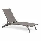 Chaise Longue para exterior en Textilene y Aluminio con Ruedas, 4 Piezas - Babilonia Viadurini