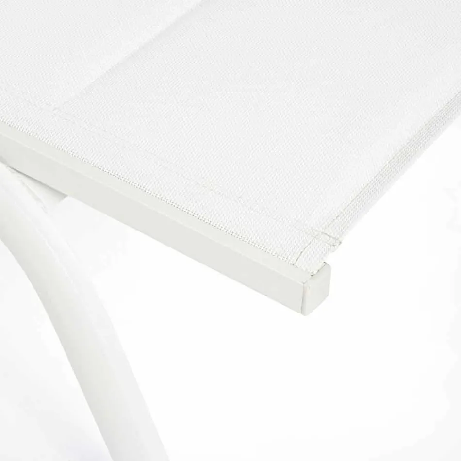 Chaise Longue para exterior en Textilene y Aluminio con Ruedas, 4 Piezas - Babilonia Viadurini