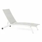 Chaise Longue para exterior en Textilene y Aluminio con Ruedas, 4 Piezas - Babilonia Viadurini