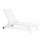 Chaise Longue para exterior en Textilene y Aluminio con Ruedas, 4 Piezas - Babilonia Viadurini