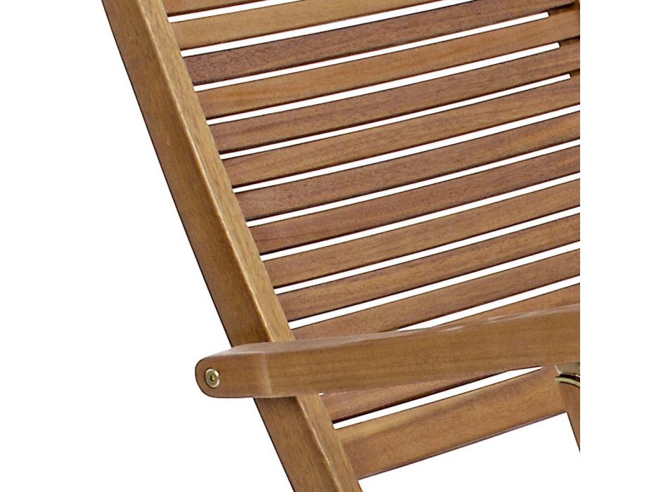 Chaise Longue de exterior reclinable de diseño en madera natural - Roxen Viadurini