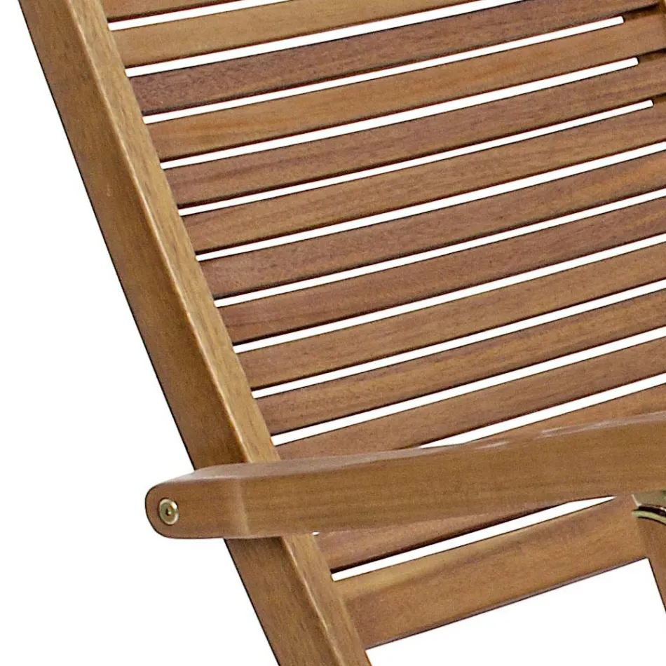 Chaise Longue de exterior reclinable de diseño en madera natural - Roxen Viadurini