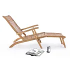 Chaise Longue de exterior reclinable de diseño en madera natural - Roxen Viadurini
