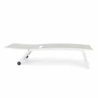 Chaise Longue de jardín con ruedas y respaldo reclinable, 4 piezas - Babilonia Viadurini