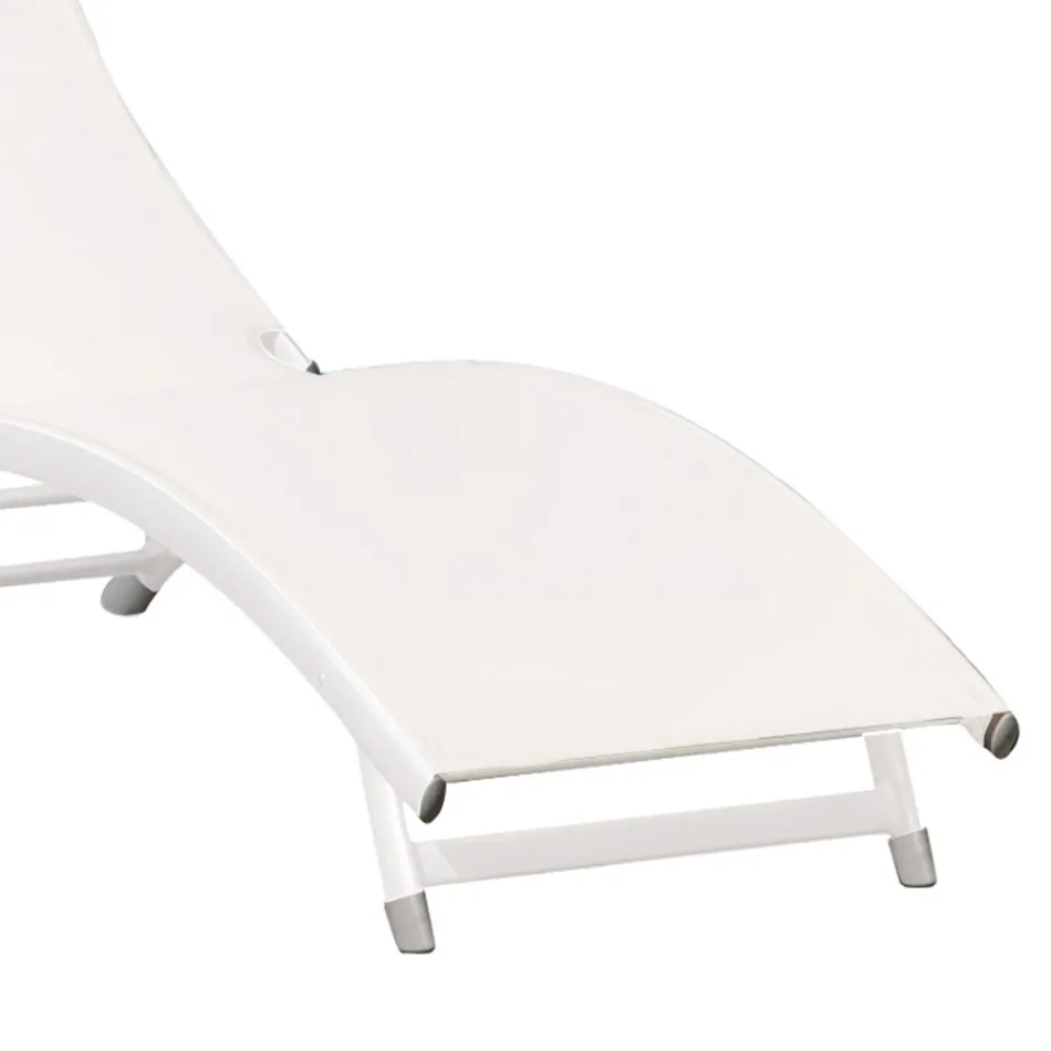 Chaise longue de jardín con estructura de aluminio blanco - Berranger Viadurini