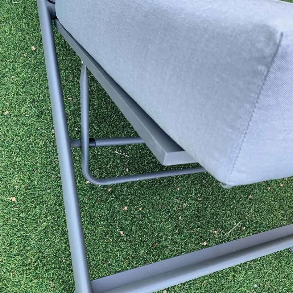 Chaise longue de jardín de aluminio con revestimiento de tela - Eufemia Viadurini