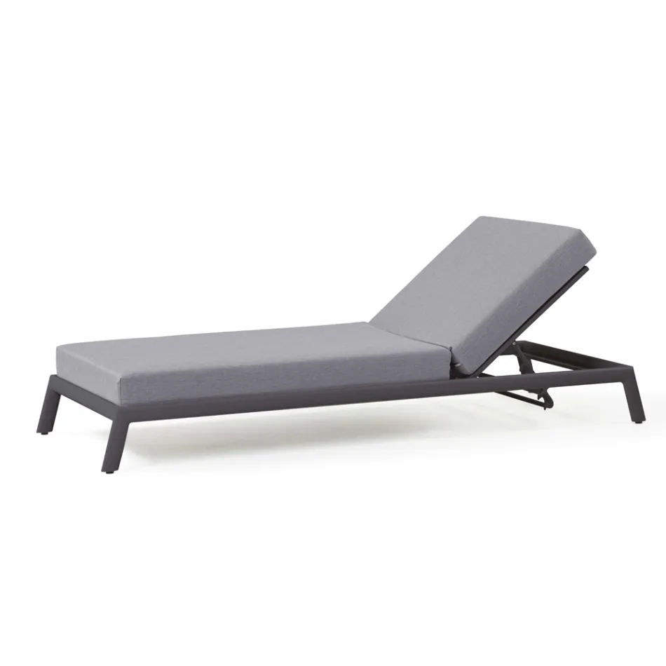 Chaise longue de jardín de aluminio con revestimiento de tela - Eufemia Viadurini