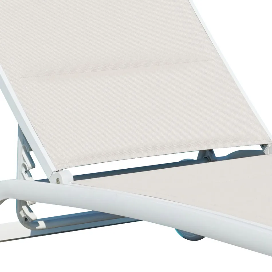 Chaise longue de jardín de aluminio con asiento de textileno - Zohra Viadurini