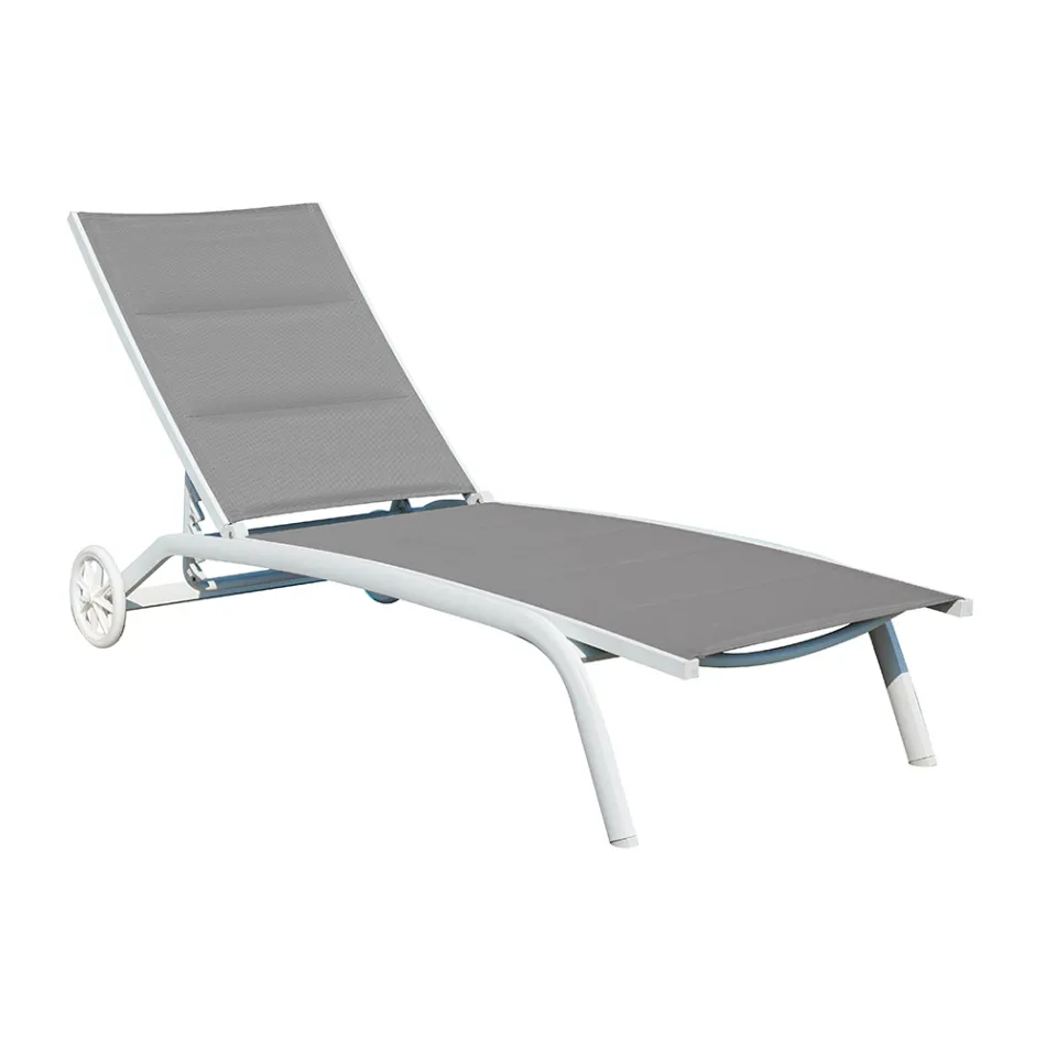 Chaise longue de jardín de aluminio con asiento de textileno - Zohra Viadurini