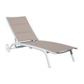 Chaise longue de jardín de aluminio con asiento de textileno - Zohra
