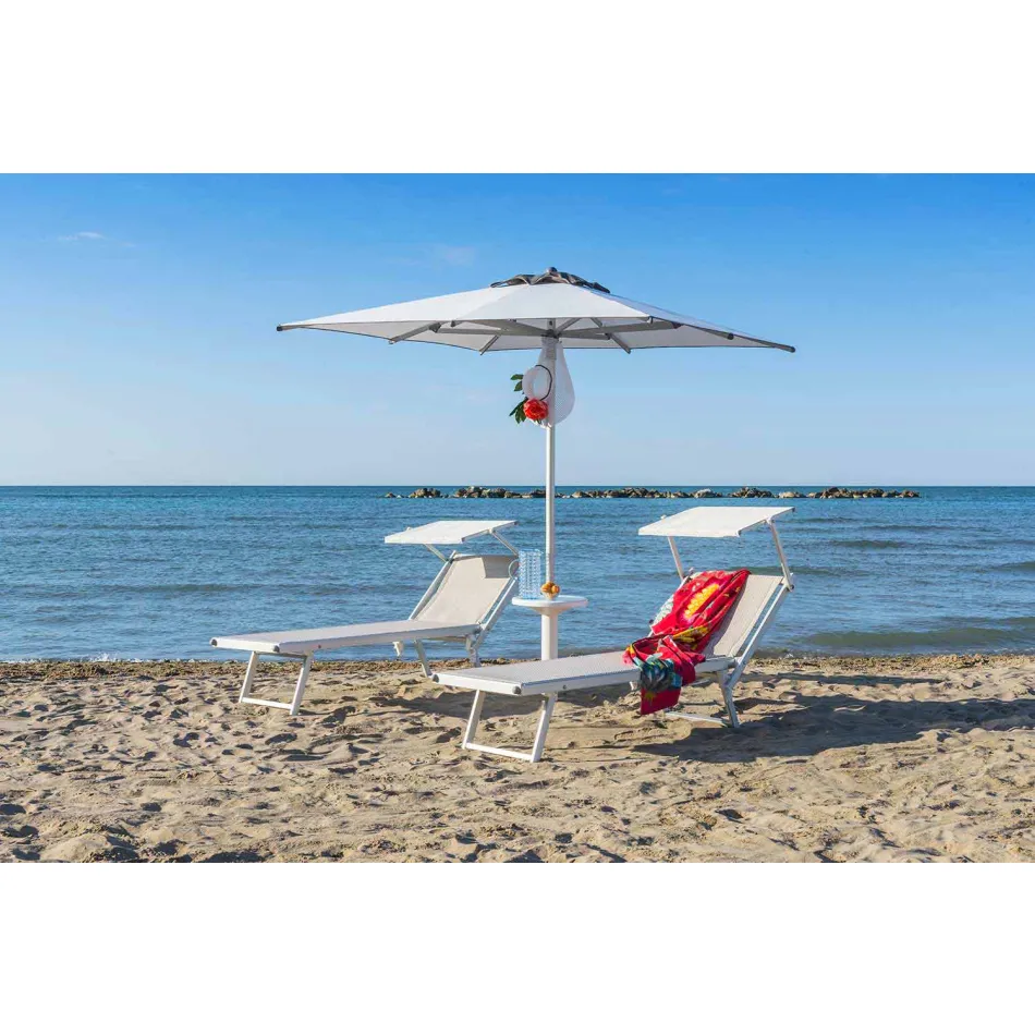 Chaise Longue de jardín moderno con sombrilla y respaldo reclinable - Arnold Viadurini