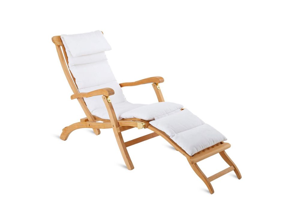 Chaise-Longue de jardín plegable en teca Made in Italy - Sleepy Viadurini