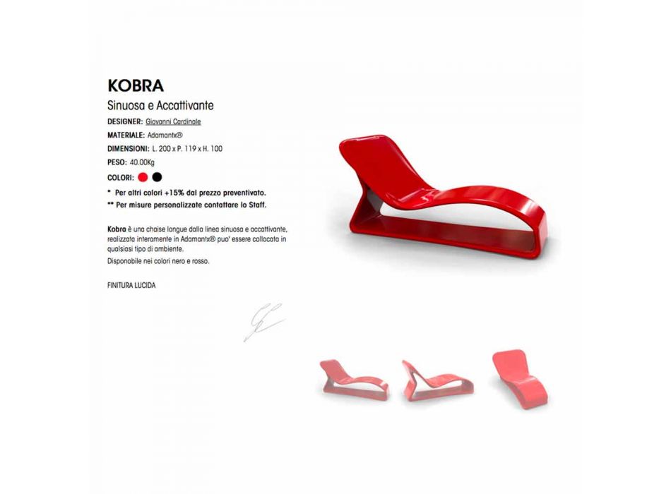Chaise Longue Kobra de diseño moderno hecho en Italia Viadurini
