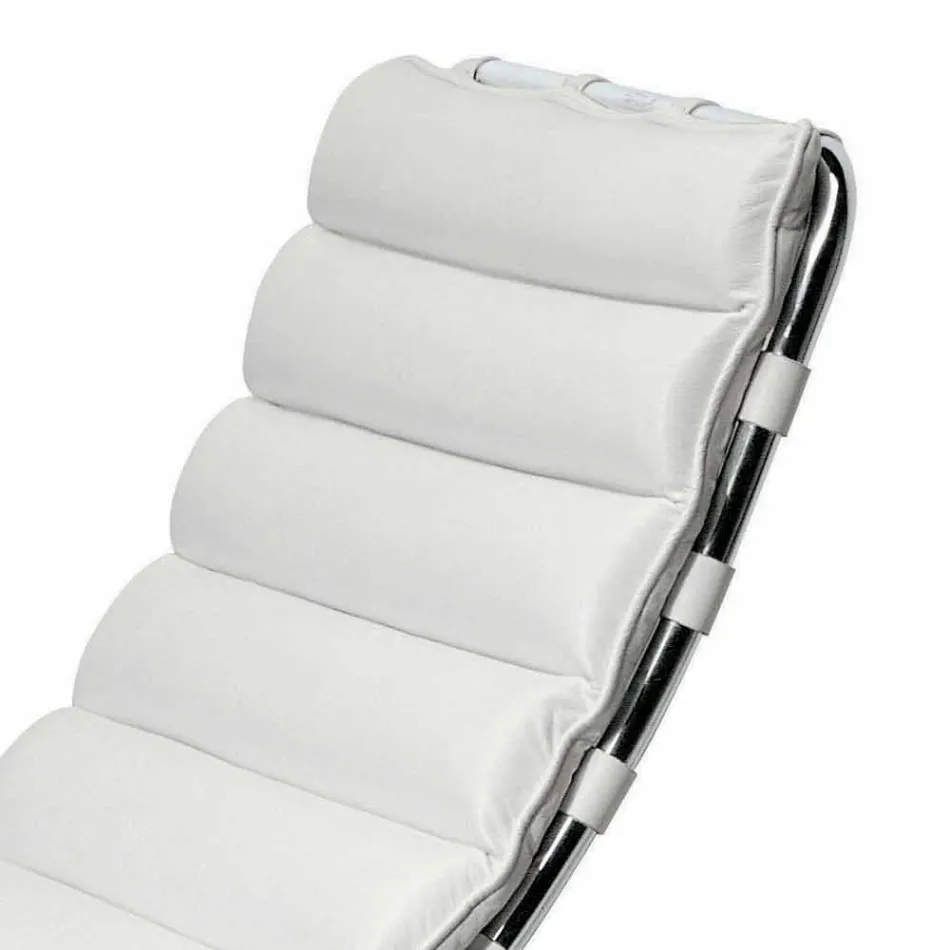 Chaise longue de acero cromado con asiento de cuero Made in Italy - Diamante Viadurini
