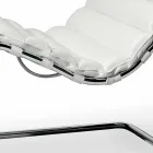Chaise longue de acero cromado con asiento de cuero Made in Italy - Diamante Viadurini