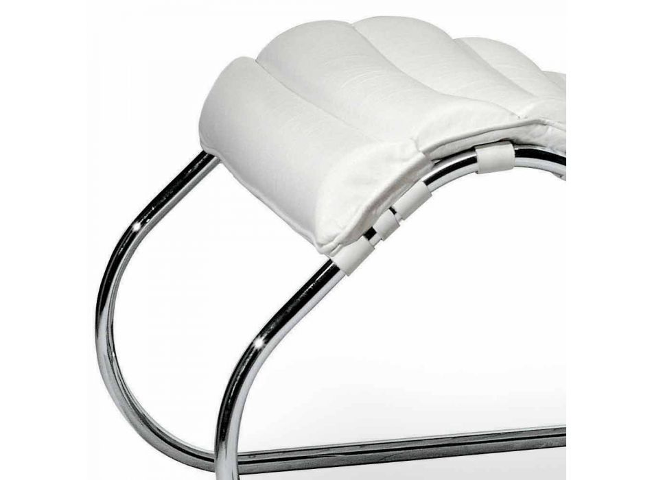 Chaise longue de acero cromado con asiento de cuero Made in Italy - Diamante Viadurini