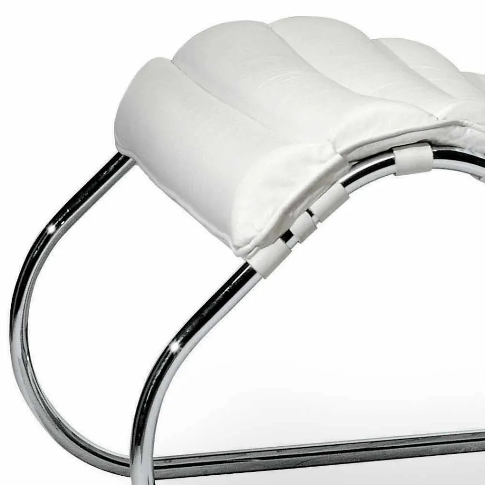 Chaise longue de acero cromado con asiento de cuero Made in Italy - Diamante Viadurini