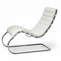 Chaise longue de acero cromado con asiento de cuero Made in Italy - Diamante
