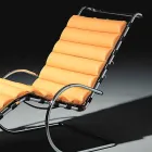Chaise Longue de cuero con estructura de acero cromado Made in Italy - Beirut Viadurini
