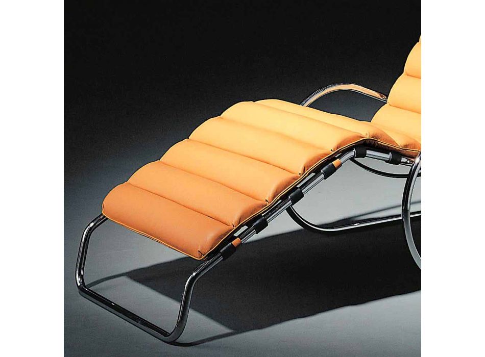 Chaise Longue de cuero con estructura de acero cromado Made in Italy - Beirut Viadurini