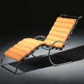 Chaise Longue de cuero con estructura de acero cromado Made in Italy - Beirut