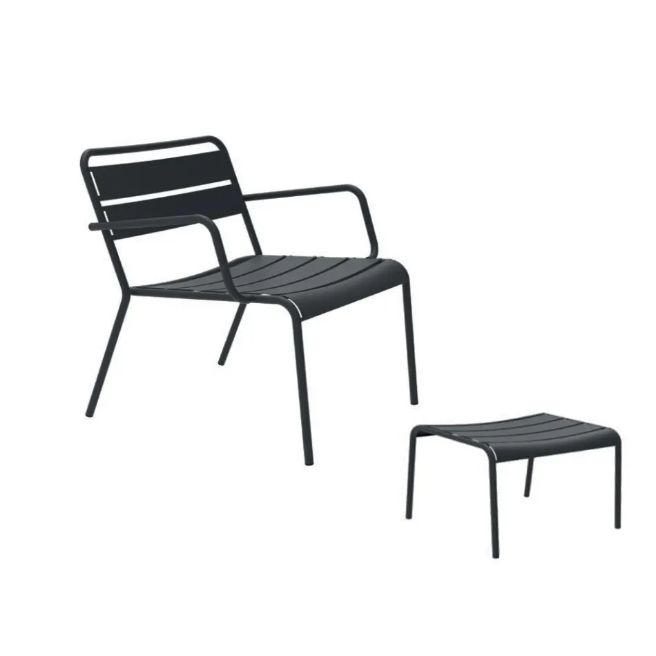 Chaise longue de exterior con reposapiés de metal Made in Italy - Amina Viadurini