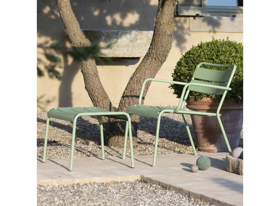 Chaise longue de exterior con reposapiés de metal Made in Italy - Amina Viadurini