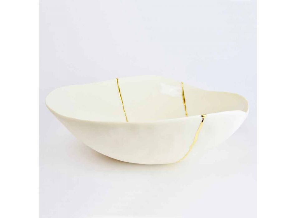 Cuencos en Porcelana Blanca y Pan de Oro Diseño de Lujo Italiano - Cicatroro Viadurini