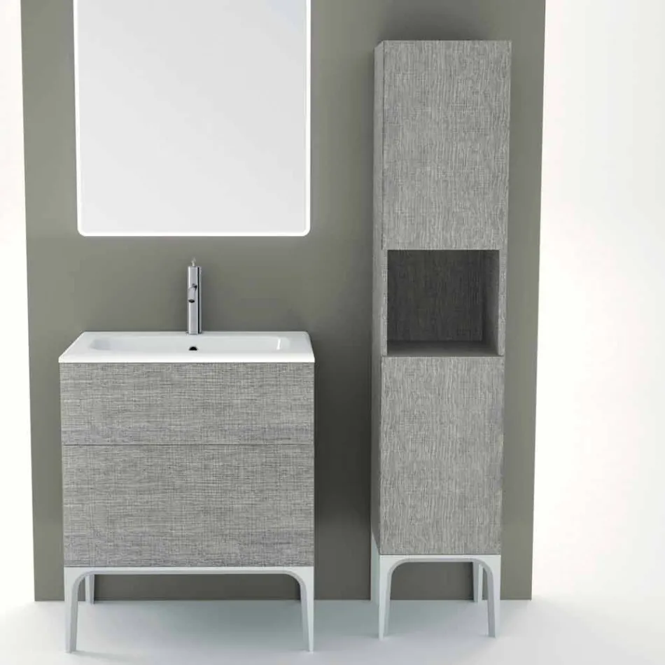 Columna de baño con 2 puertas en diseño moderno de madera ecológica Ambra, made in Italy Viadurini
