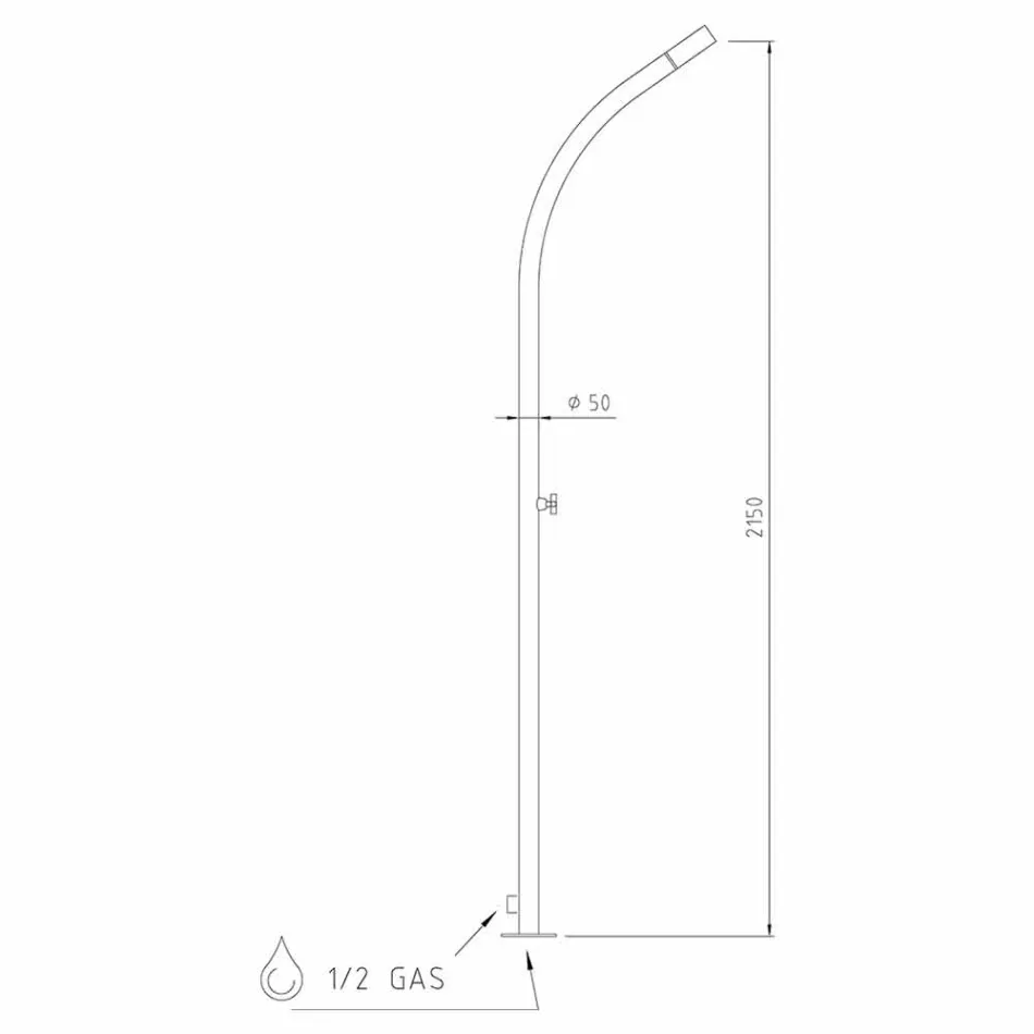 Columna de ducha exterior de acero con cabezal de ducha integrado Made in Italy - Yuki Viadurini