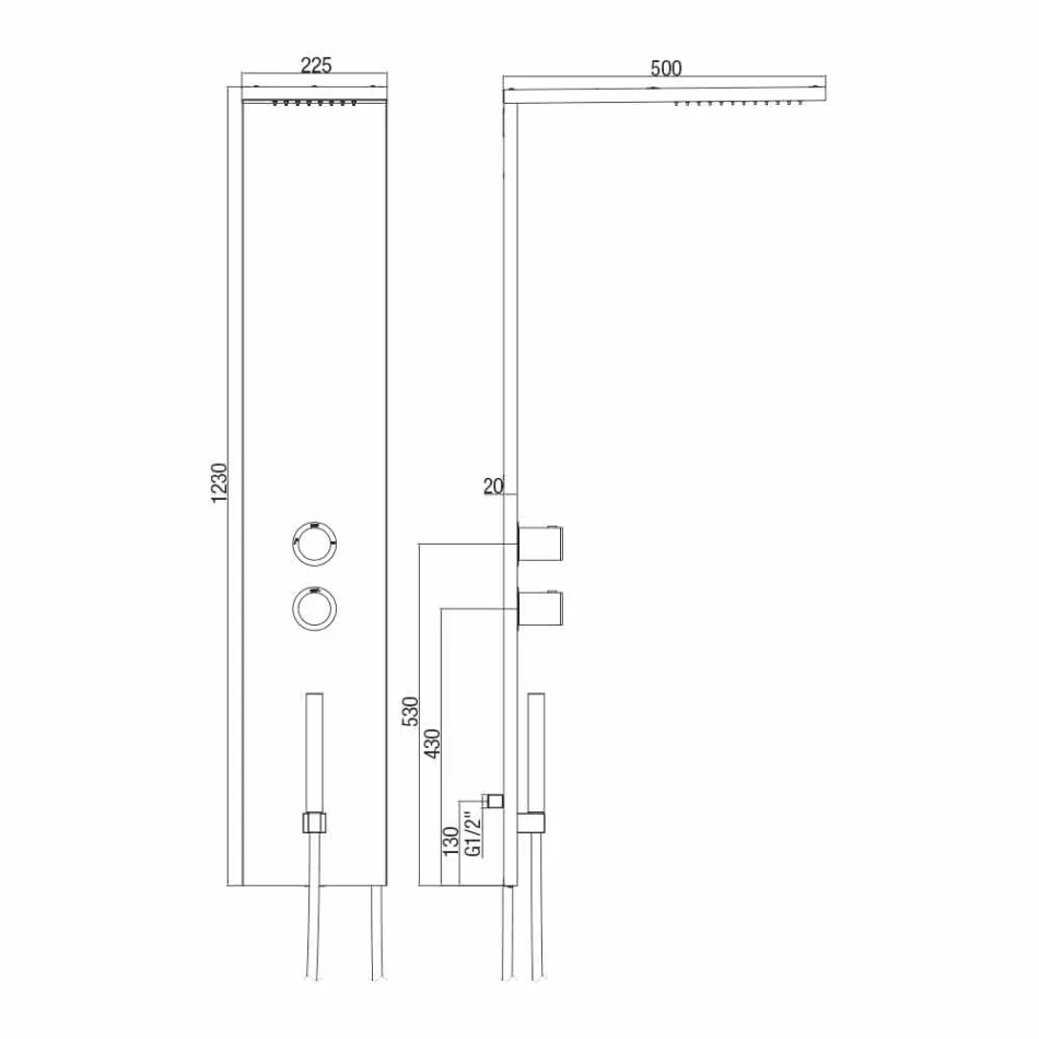 Columna de ducha termostática de pared en acero inoxidable cromado Made in Italy - Pampo Viadurini
